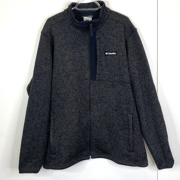 Columbia Jacket Mens Size XL Sweater Weather Fleece Full Zip Heather Black Gray